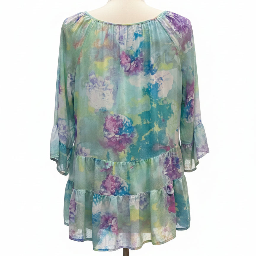 Cupio · 3/4 Sleeve Abstract Floral · XLarge · MintMulti