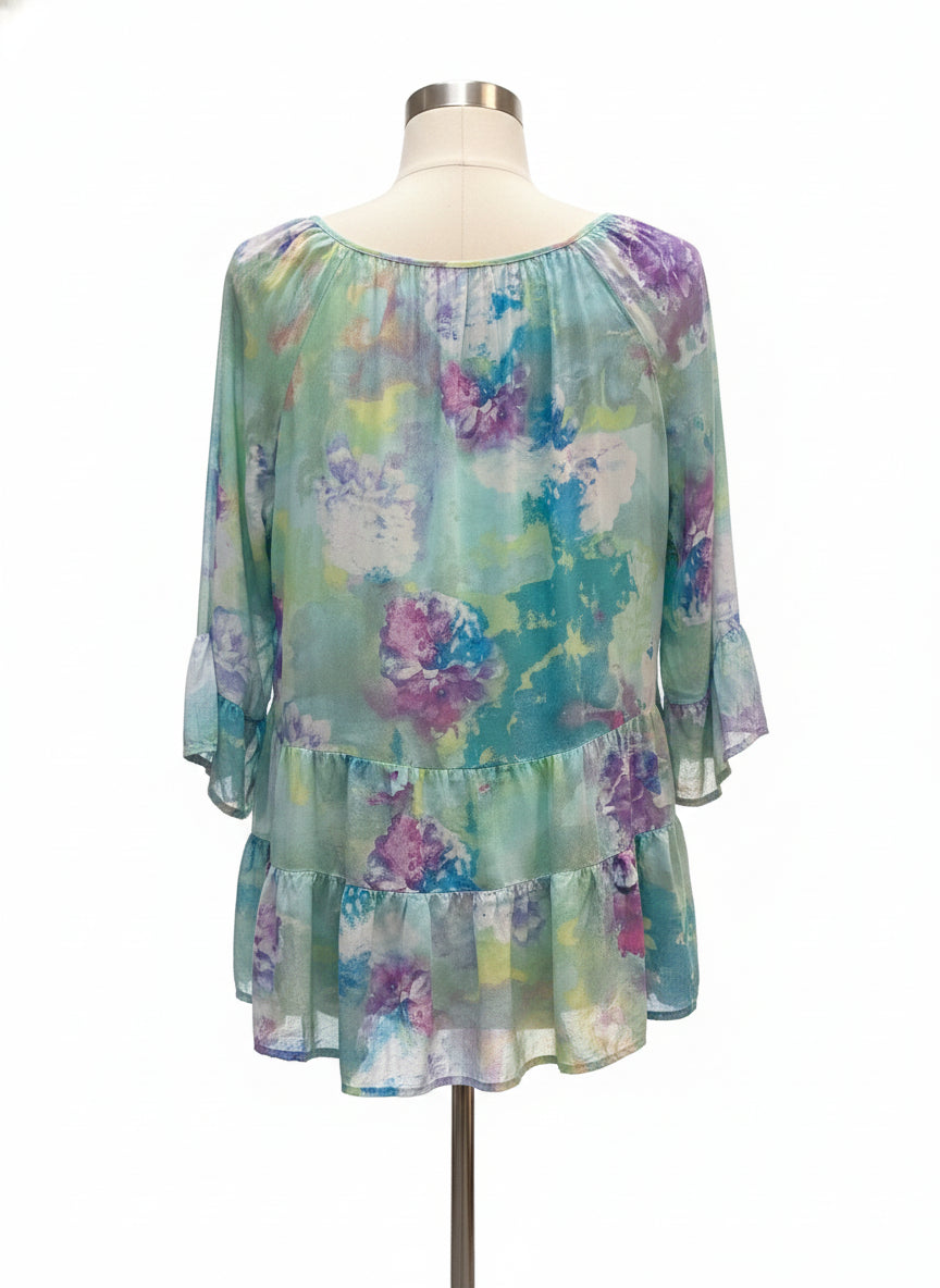 Cupio · 3/4 Sleeve Abstract Floral · XLarge · MintMulti