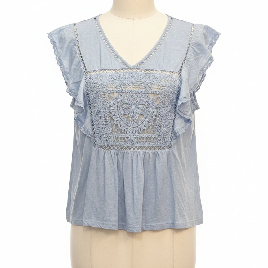 Lucky Brand · Boho Top · Medium · Light Blue