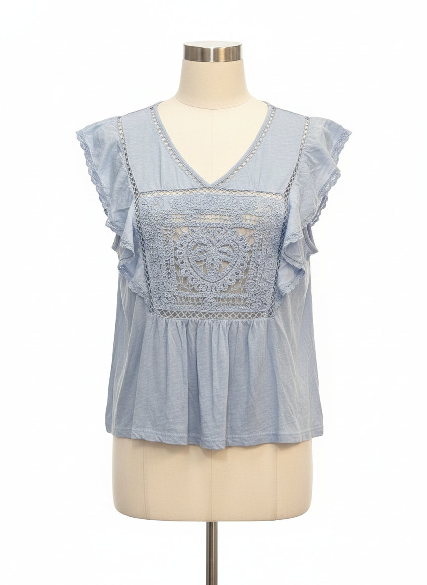 Lucky Brand · Boho Top · Medium · Light Blue