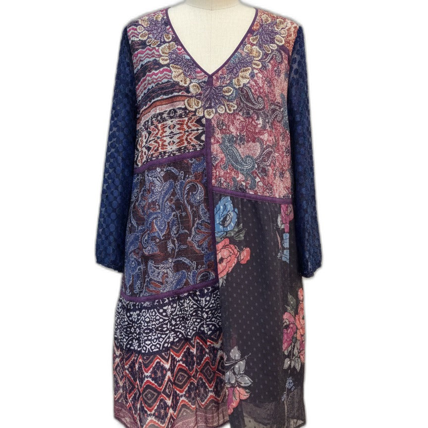 SoftSurroundings · 3/4 Sleeve Dress · Medium · Purple Navy
