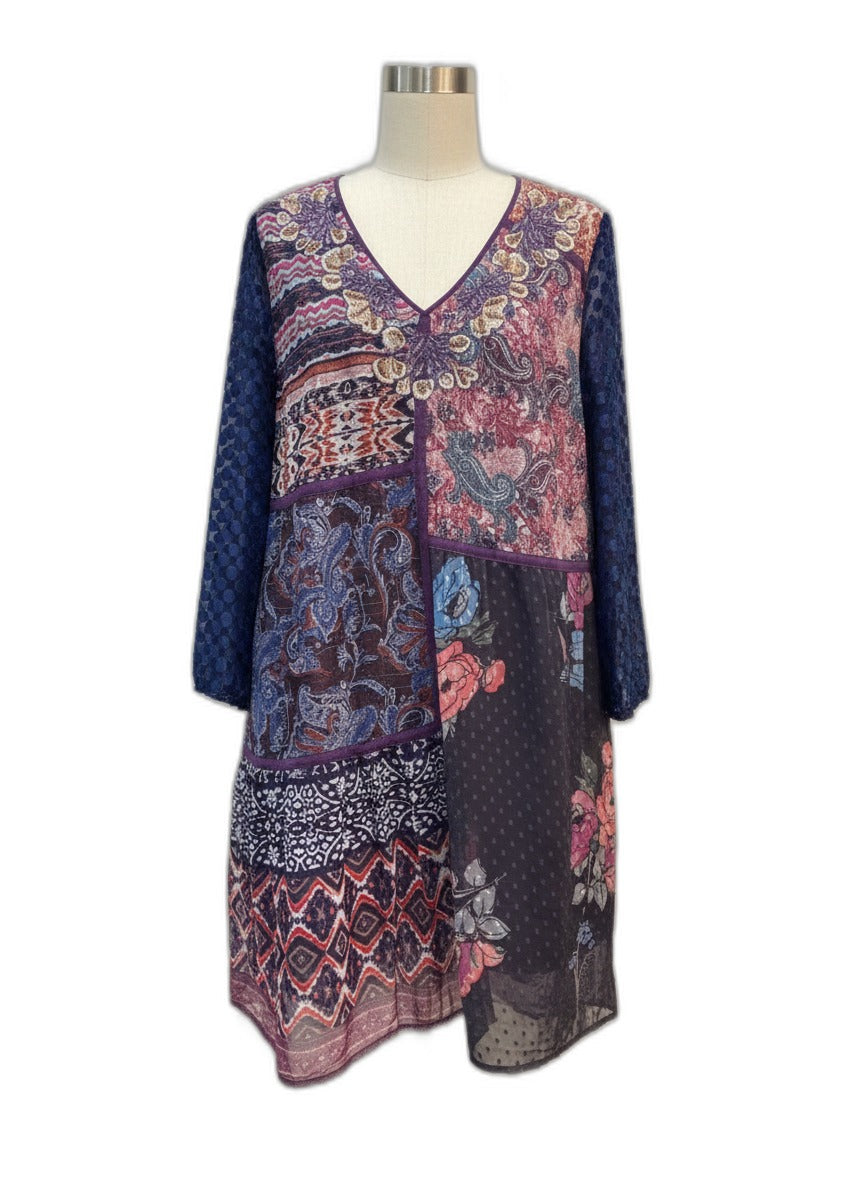 SoftSurroundings · 3/4 Sleeve Dress · Medium · Purple Navy