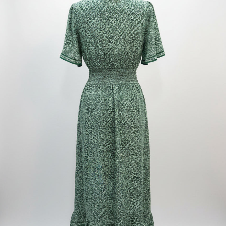 Max Studio · Faux Wrap Belted Dress · 2X · GreenCream Floral