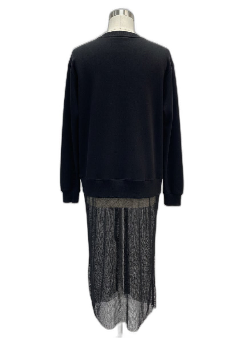 Lili Sidonio · Zip Up Cardi/Jacket w/Mesh Drape Detail · XSmall · Black