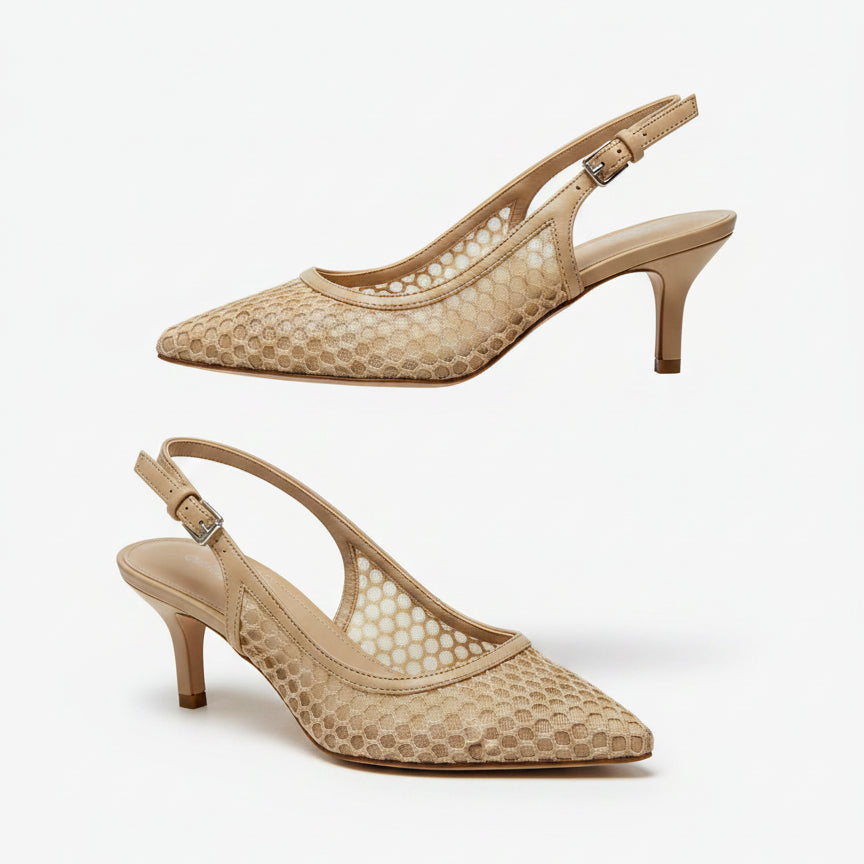 Calvin Klein · Strap Back Kitten Heel · 7.5 · Tan