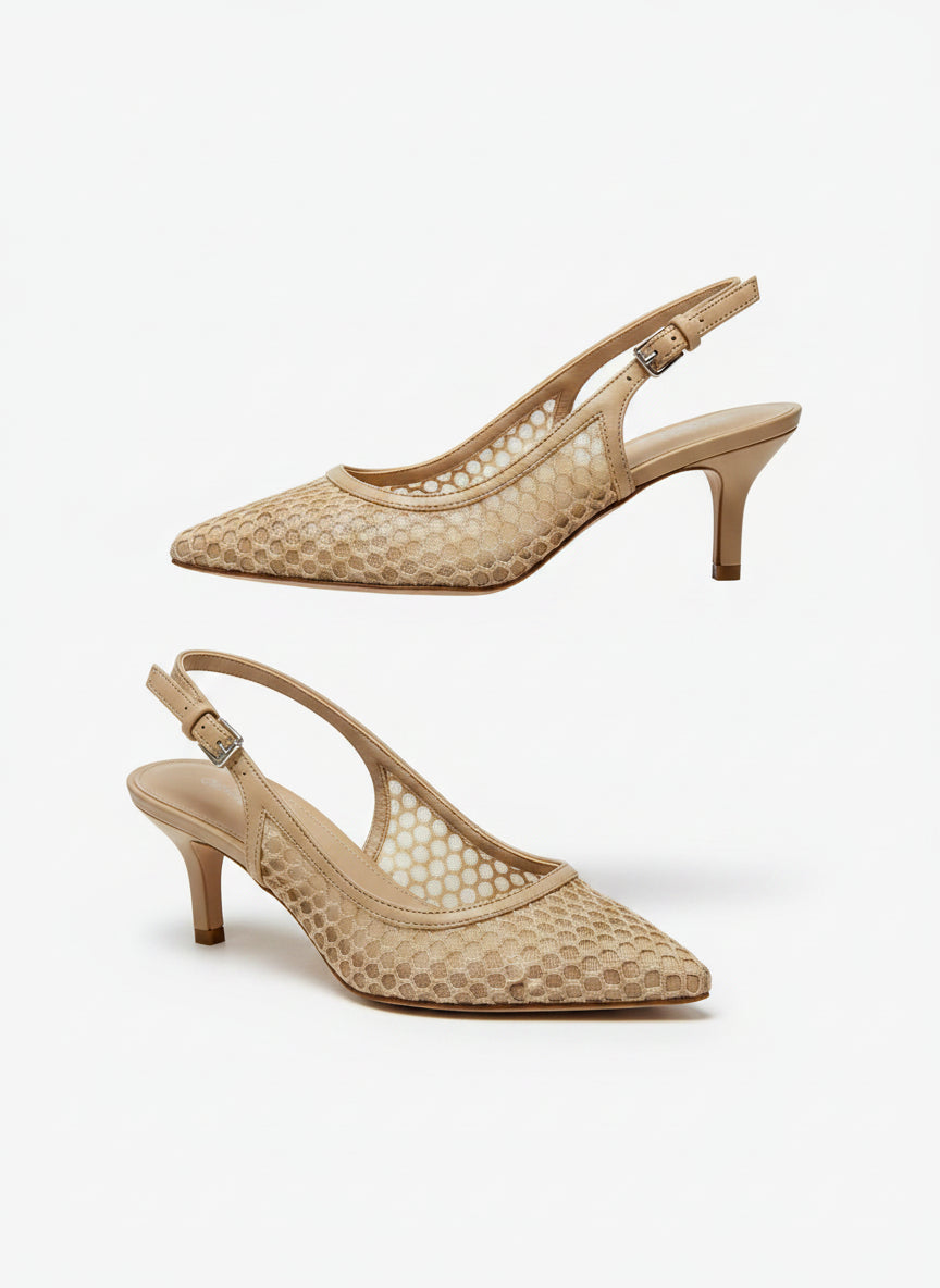Calvin Klein · Strap Back Kitten Heel · 7.5 · Tan
