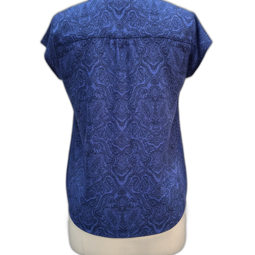 Croft&Barrow · Paisley Print Short Sleeve Top · XLarge · Blue/Black