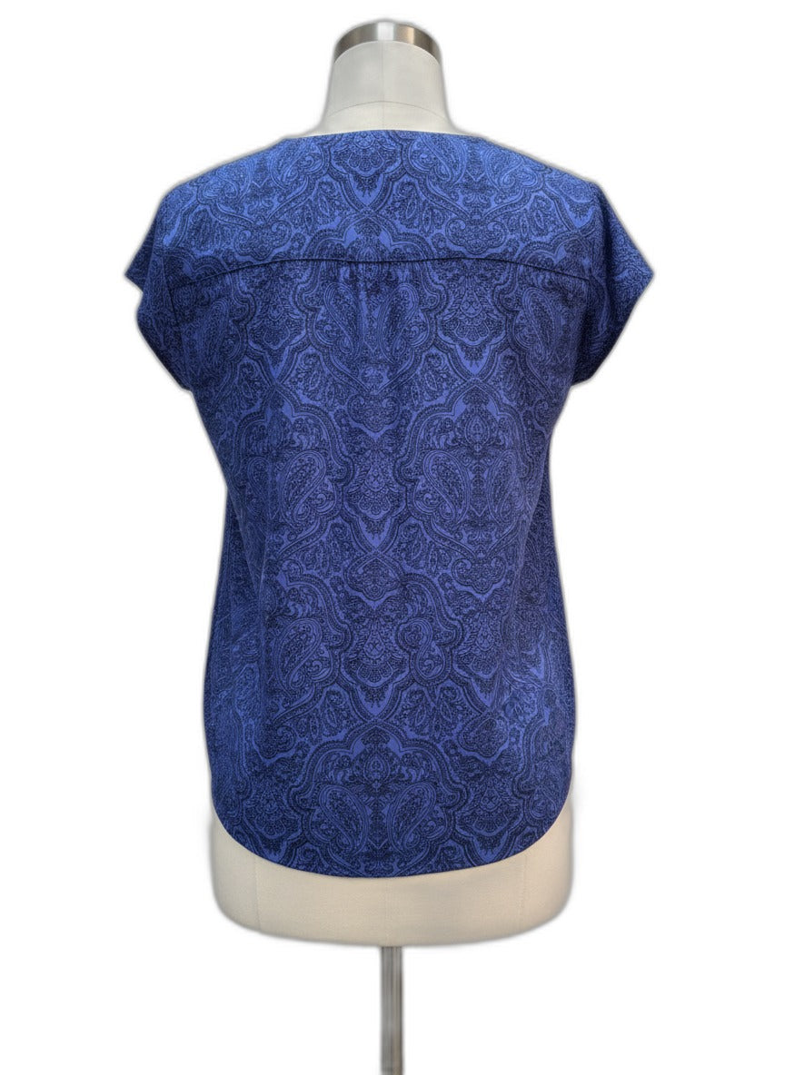 Croft&Barrow · Paisley Print Short Sleeve Top · XLarge · Blue/Black