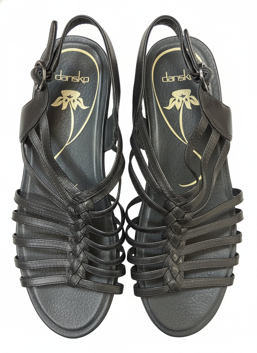 Dansko · Dana Strappy Slingback Sandals · 8.5 · Black