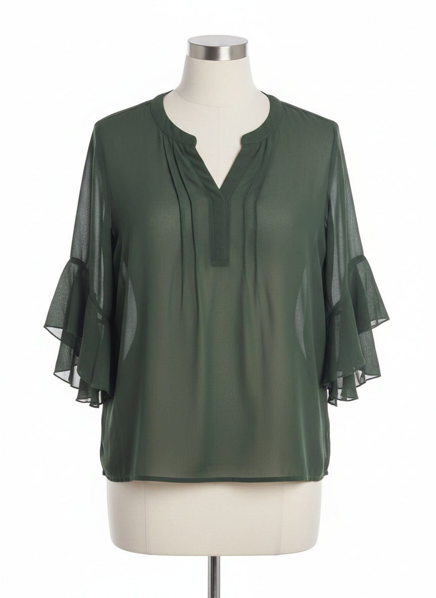 Timeson · Princess Sleeves Fashion Top · Large · Forest