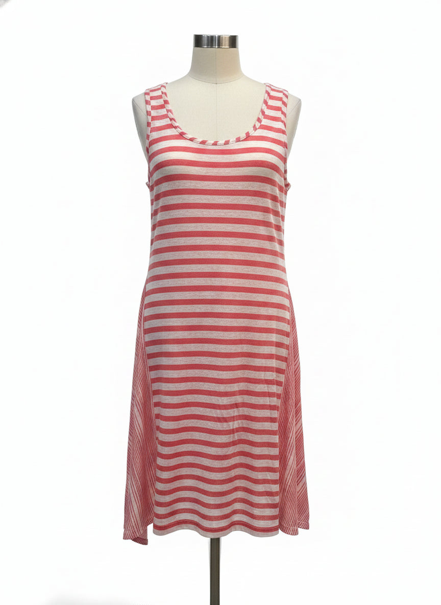 Sundance · Calpurnia Striped Sleeveless Dress W/ Slip · XLarge · CoralCream