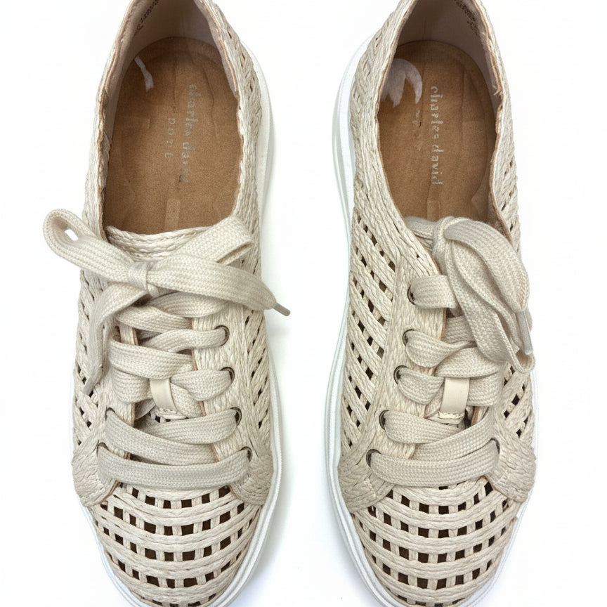 Charles David · Reason Raffia Platform Sneakers · 7.5 · Natural