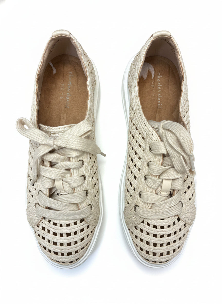 Charles David · Reason Raffia Platform Sneakers · 7.5 · Natural