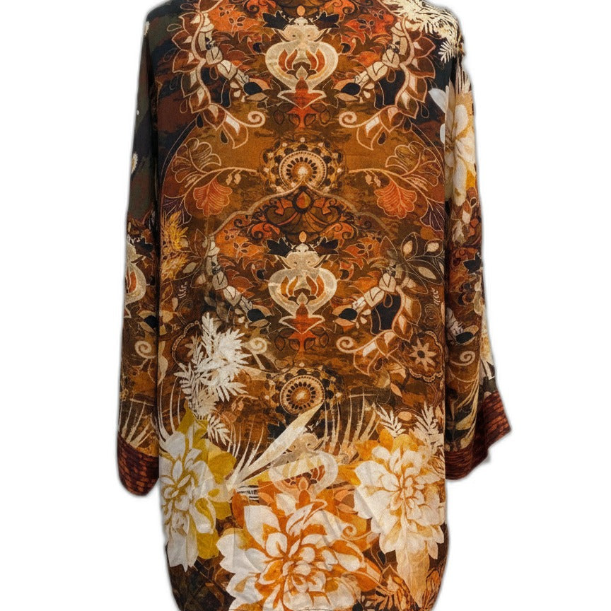 SoftSurroundings · Open Drape Cardigan · Small · RustFloral
