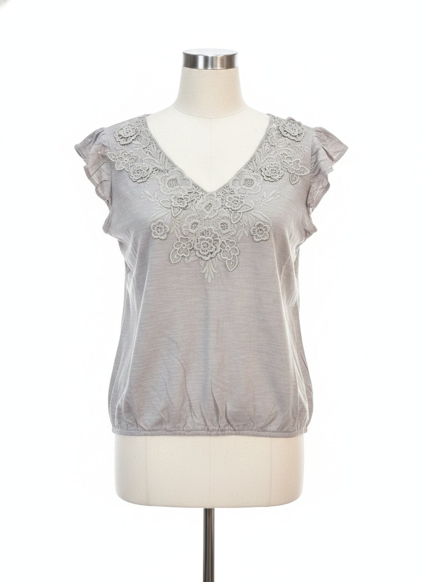 Blue Tassel · Gray Floral Print · Medium
