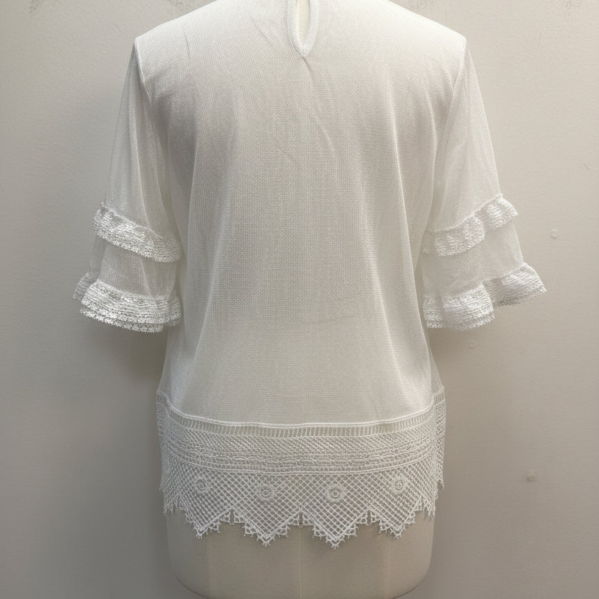 Anthropologie · Celadon Lace Top · Medium · White