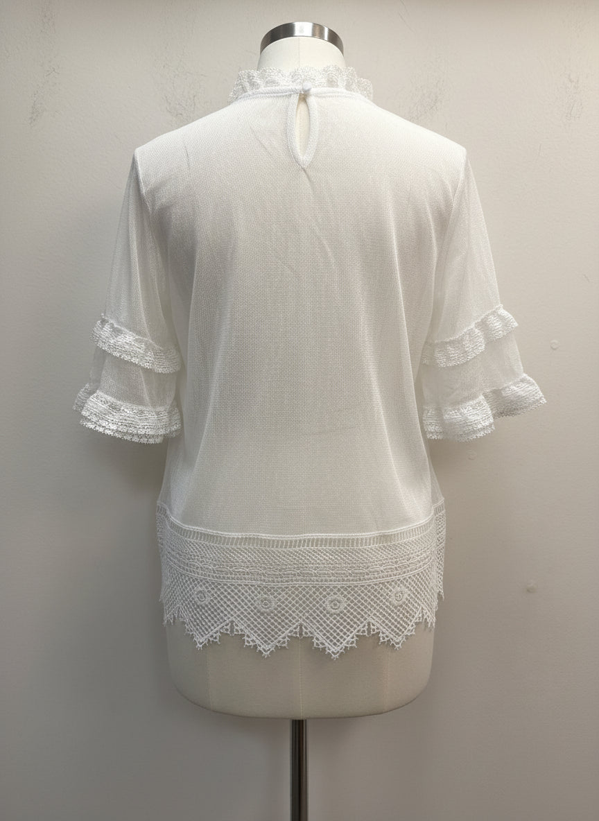 Anthropologie · Celadon Lace Top · Medium · White