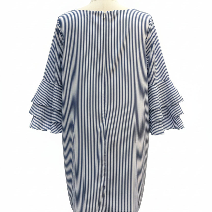 Chico's · Bell Sleeve Dress · Large P · BlueWhite Striped