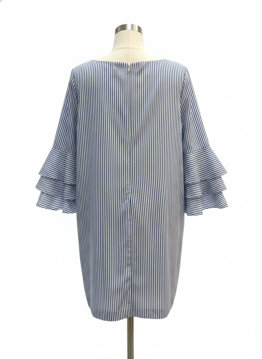 Chico's · Bell Sleeve Dress · Large P · BlueWhite Striped