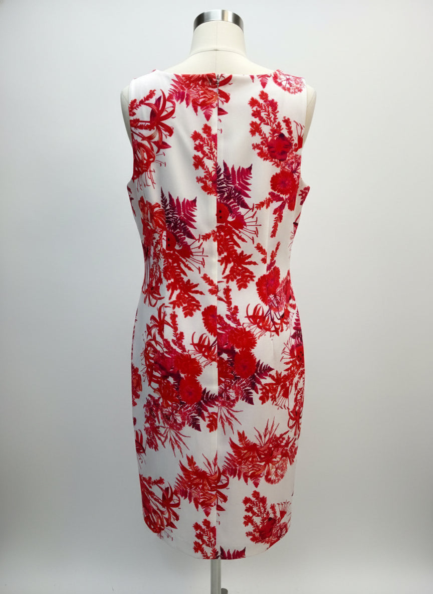Mario Serrani · Floral Print Dress · 12 · Pink/White