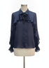 Zara · LongSleeve Top Ruffles and bow details · Small · NavyBlk