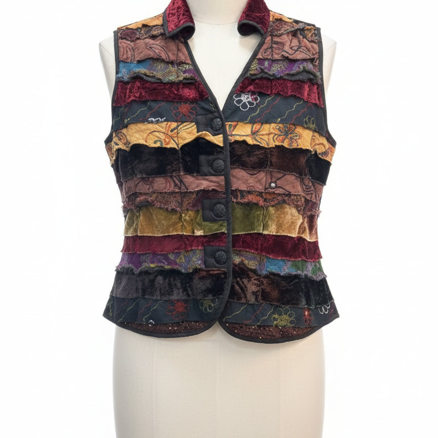 Coldwater Creek · Button Up Vest · XLarge · BlkMulti