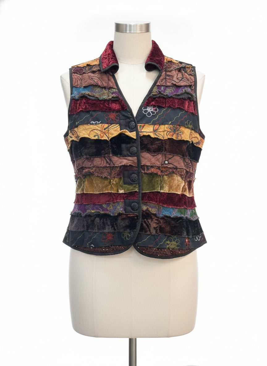 Coldwater Creek · Button Up Vest · XLarge · BlkMulti