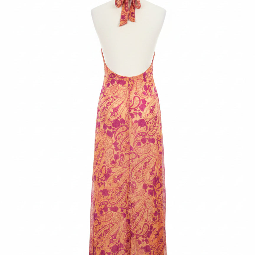 Tommy Bahama · Halter Dress · Medium · Orange Multi Paisley