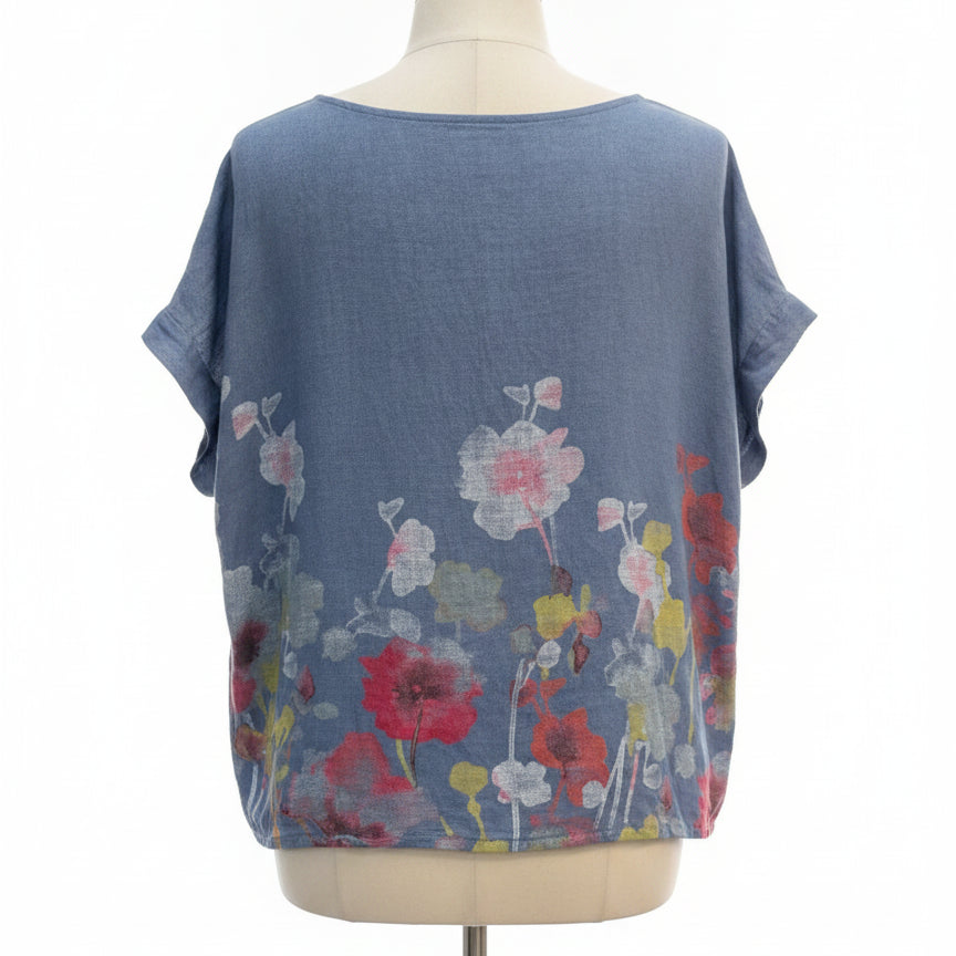Puro Lino · Linen Top · S/M · BlueFloral
