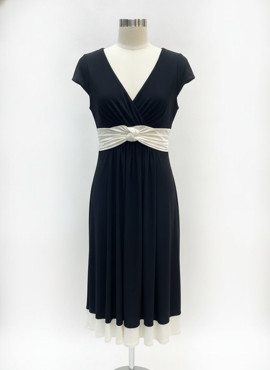 Jones NY · Cap Sleeve Dress · 8 · Black/White