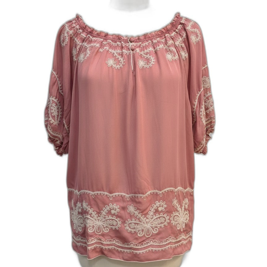Anthropologie · Rose Embroidered · Large · Rose