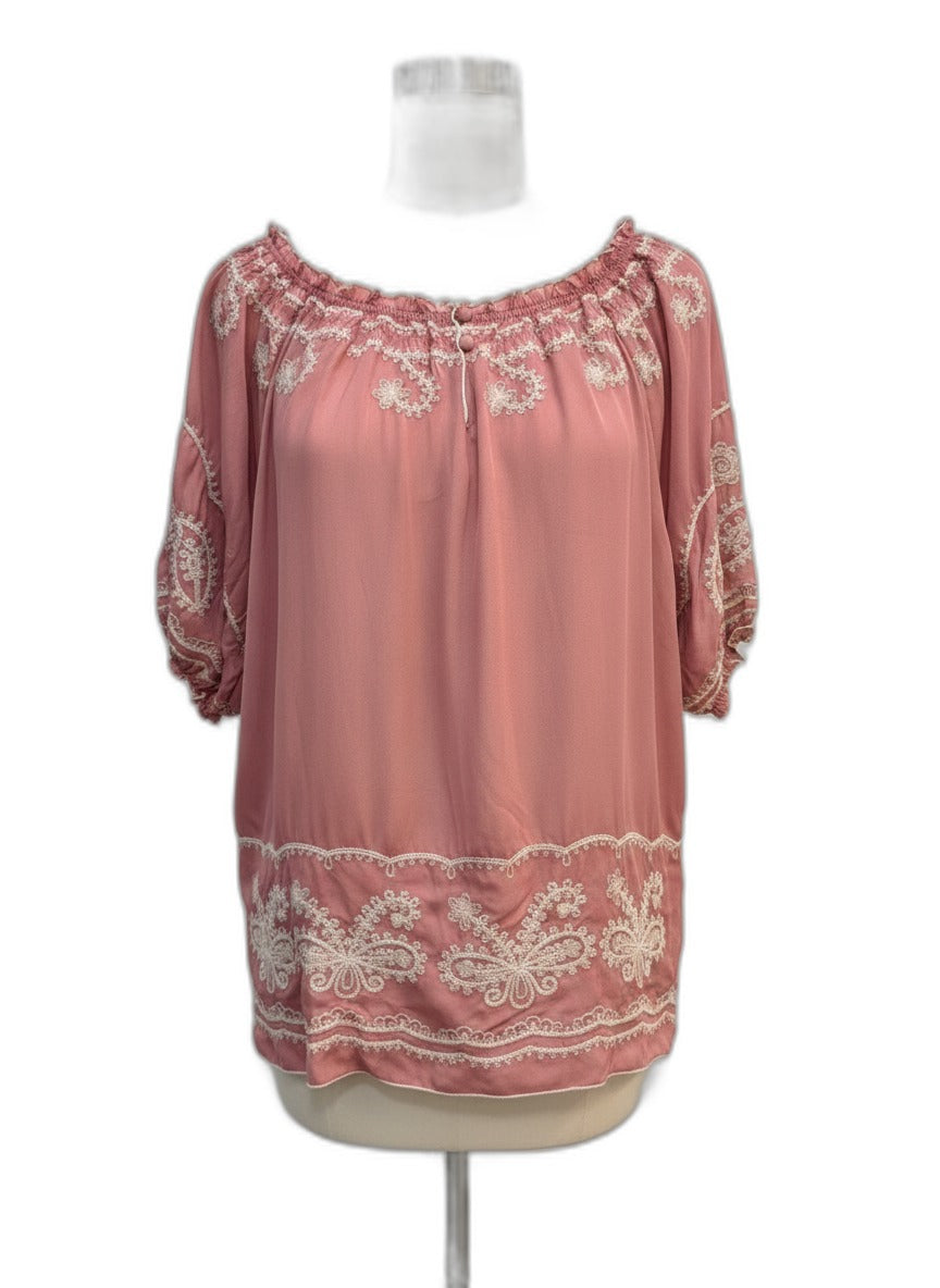 Anthropologie · Rose Embroidered · Large · Rose