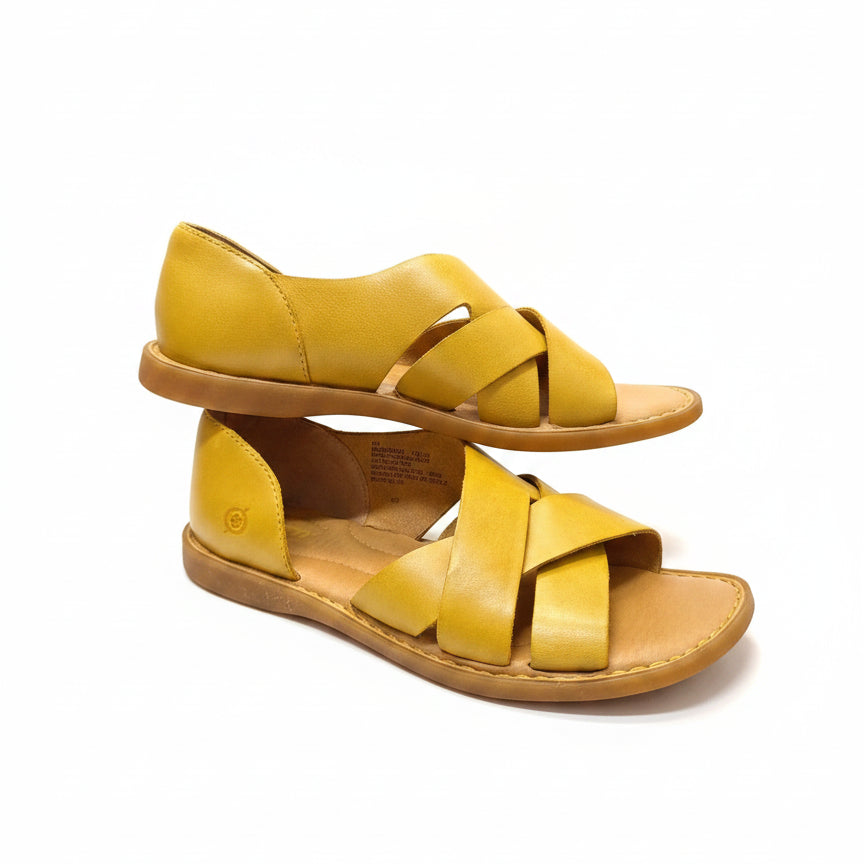 Born · Ithaca Slip-On Sandal · 7 · Honey Leather