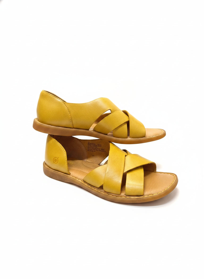 Born · Ithaca Slip-On Sandal · 7 · Honey Leather