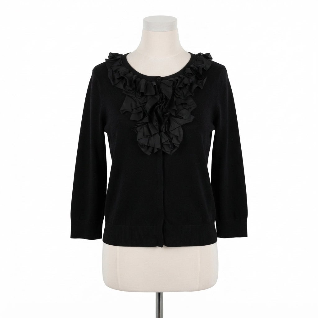 Alfani · 100% Silk Woven Trim Collar Detail · Large Petite · Black