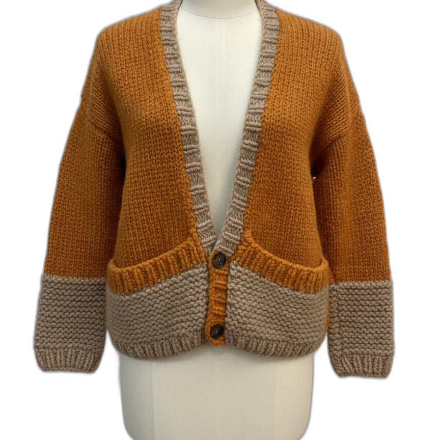 Hand Knit · Cardigan · S/M · Pumpkin