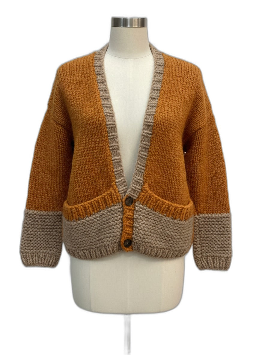 Hand Knit · Cardigan · S/M · Pumpkin