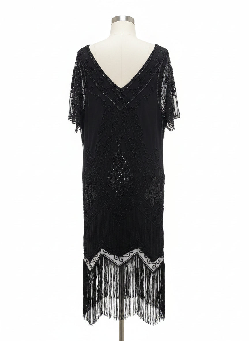 Babeyond · Fringe, Sequins, Mesh Dress · 2X/3X · Black
