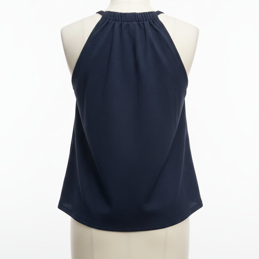 Michael Kors · Goldtone Chain Detail Sleeveless Top · Large · Navy