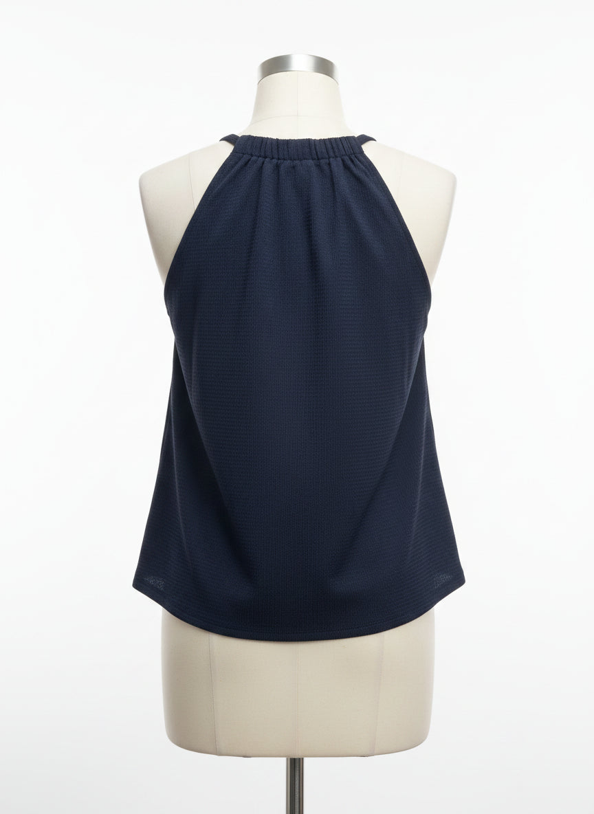 Michael Kors · Goldtone Chain Detail Sleeveless Top · Large · Navy