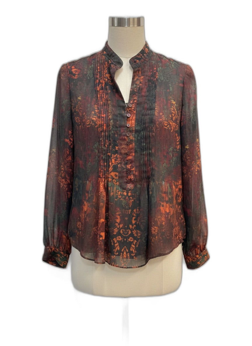 Coldwater Creek · Sheer Textured Blouse · XS/S · BrownOrange