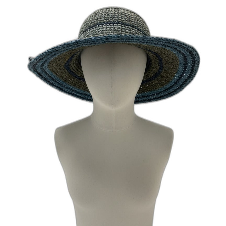 Sun&Sand · Crochet Raffia Wide Brim Sun Hat · OS · TealOlive