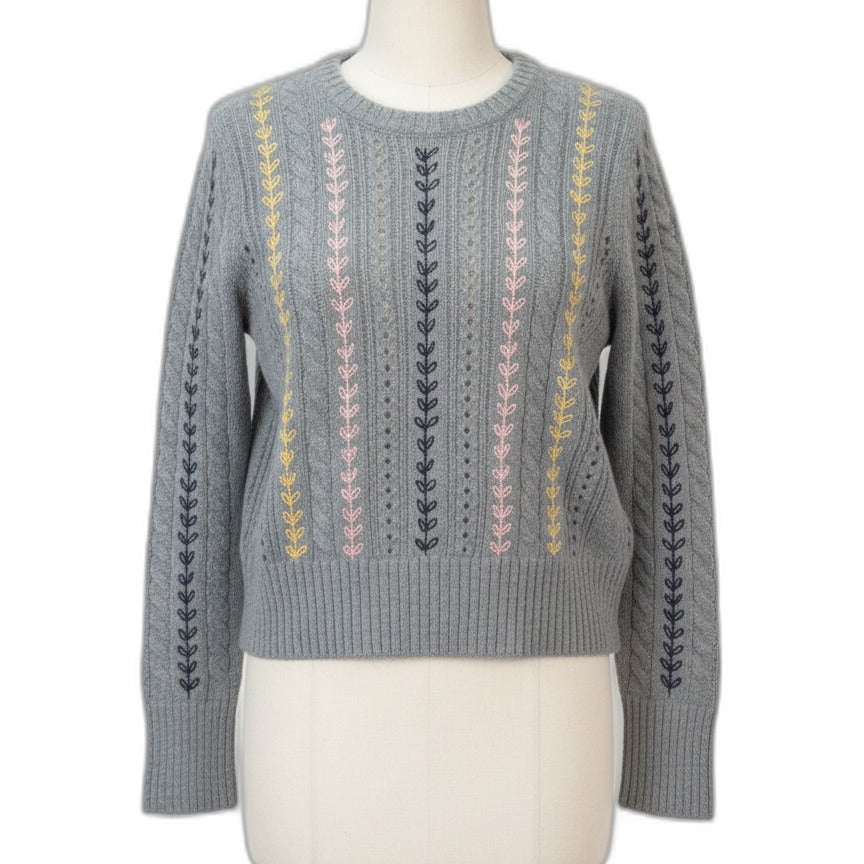 Boden · Cable Knit · Large · GrayMulti