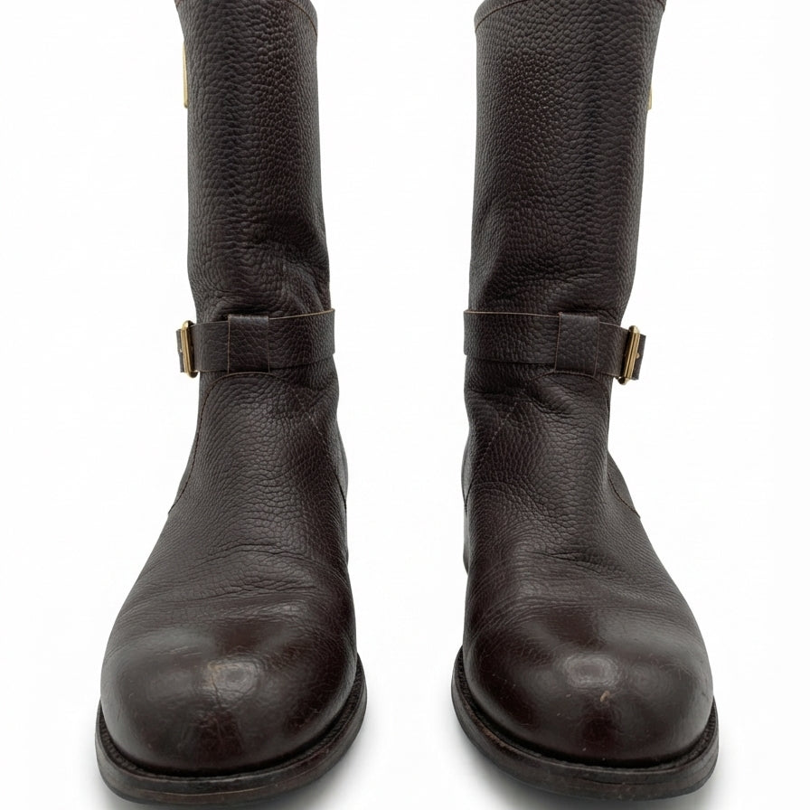 Jimmy Choo · Durum Leather Biker Boots · 9 · BrownGold