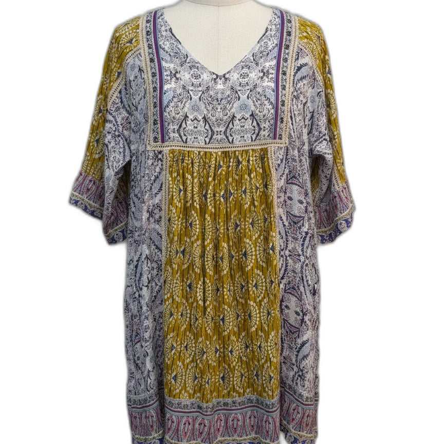 Sundance · Boho Chic Dress · Small P · MustardNavy