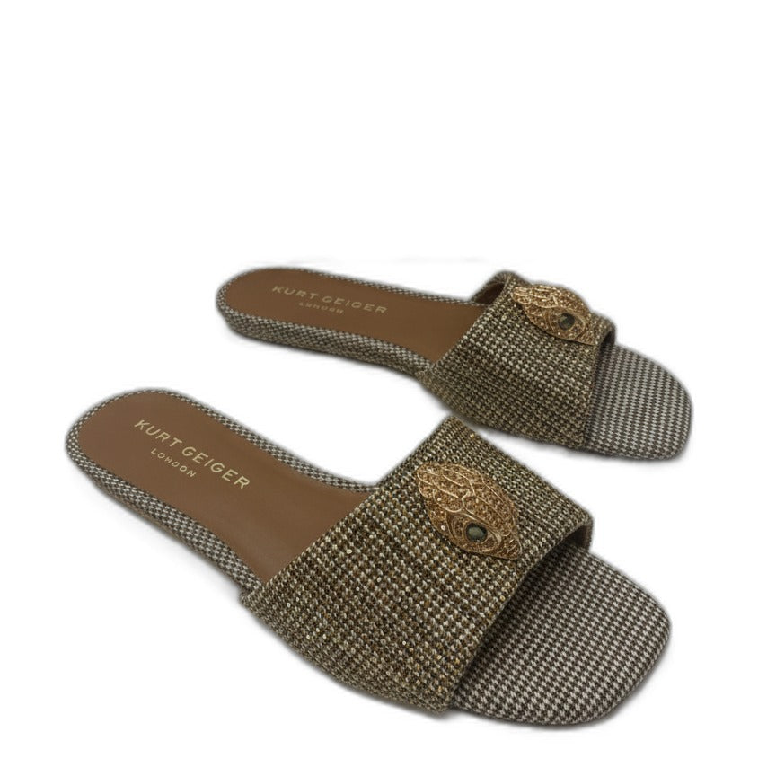 Kurt Geiger · Kensington Flat Sandal · 7.5 · White Beige
