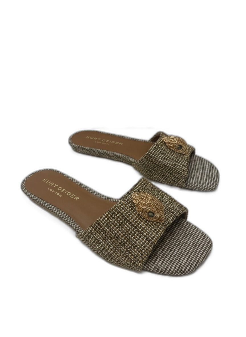 Kurt Geiger · Kensington Flat Sandal · 7.5 · White Beige