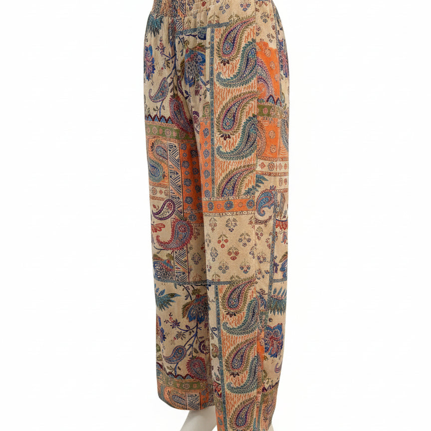 Rose & Olive · Palazzo Pants · Medium · BeigeMulti
