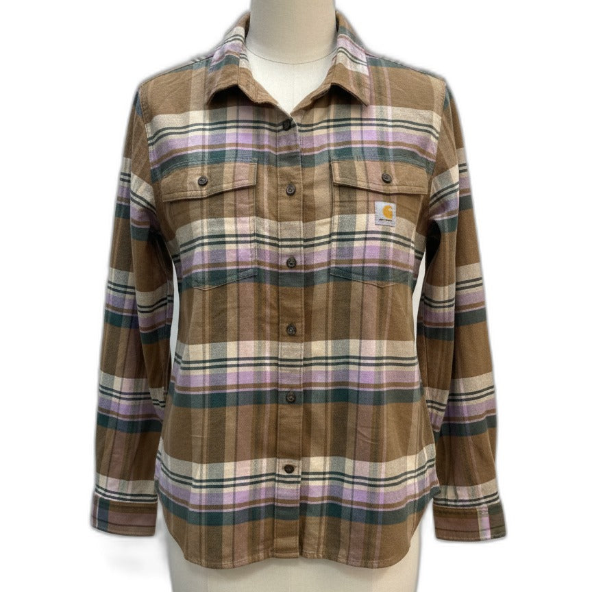 Carhartt · Cashew Multi Cotton Blend Plaid LongSleeve Shirt · Medium · Cashew Multi
