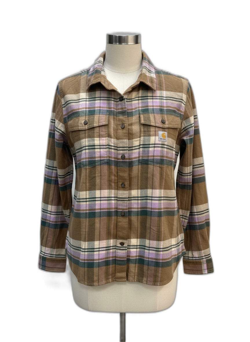 Carhartt · Cashew Multi Cotton Blend Plaid LongSleeve Shirt · Medium · Cashew Multi